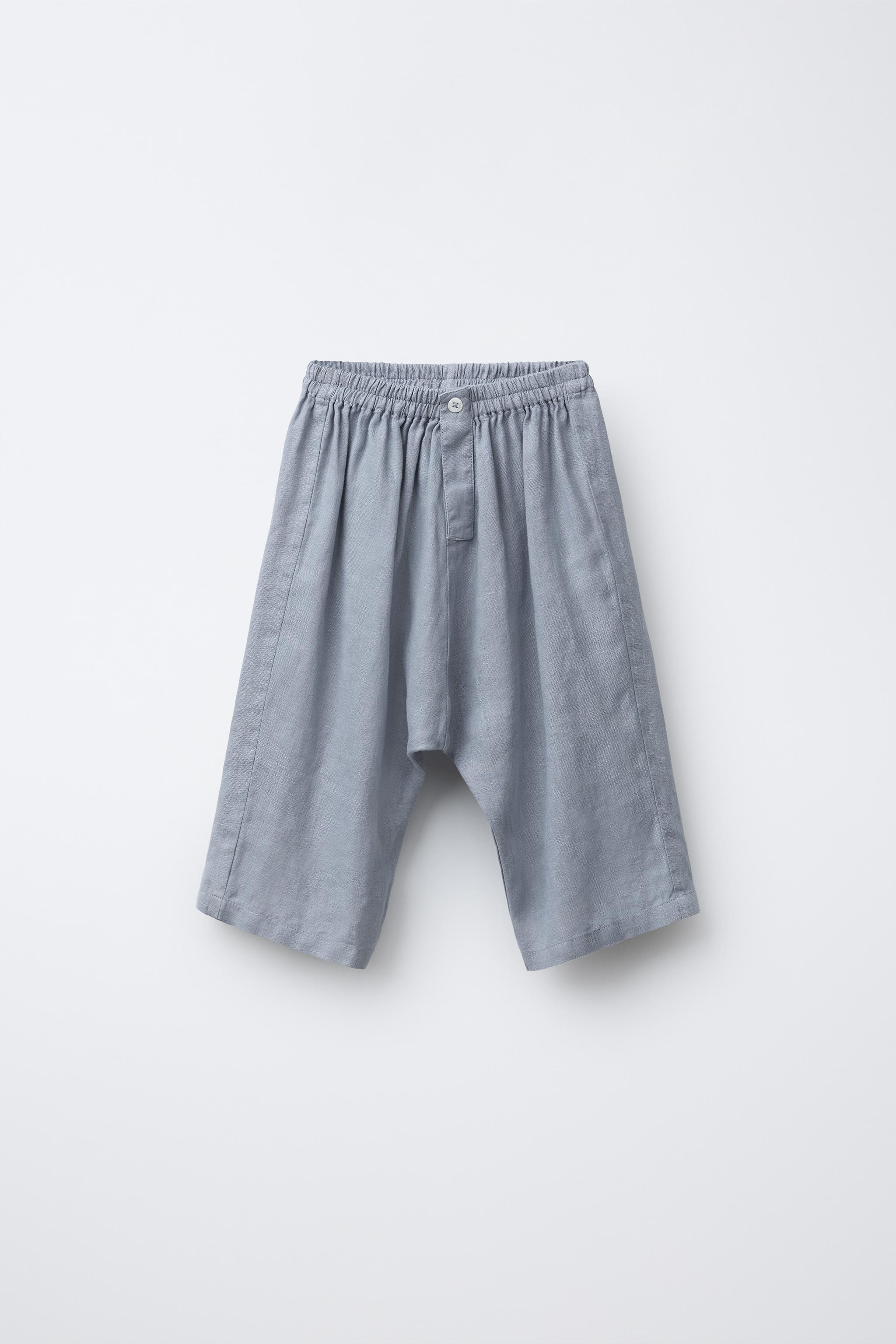 100% LINEN WIDE-LEG PANTS